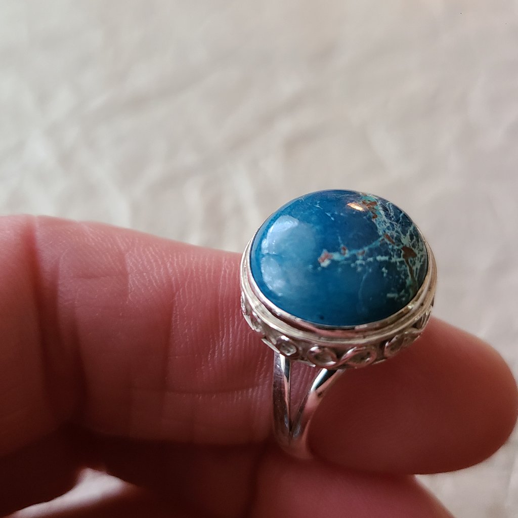 Rare Chrysocolla Ring Size 9 Sterling Silver-Chrysocolla Jewelry 42$